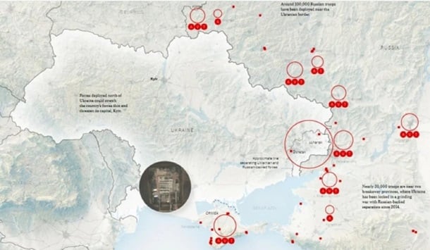 NYT сообщила об окружении Украины с трех сторон войсками РФ - карта 3