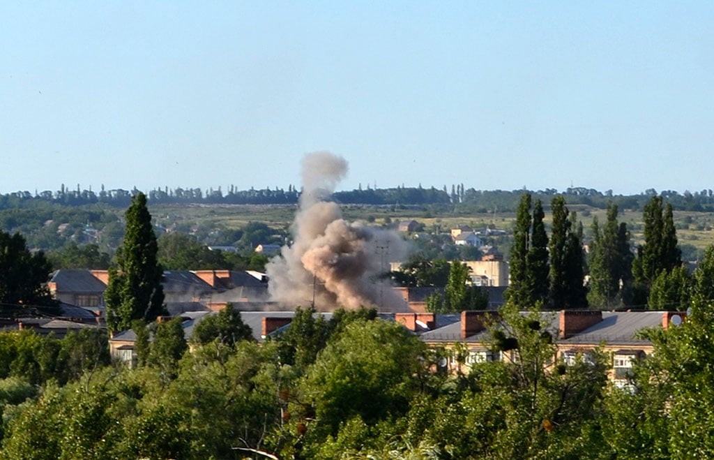 Обстрел Киевского района Донецка 26.08.2014