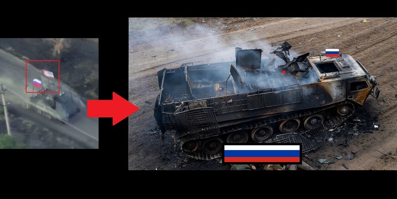 "Погибли все", – россияне сообщили, что ВСУ взорвали российский БТР под флагом США вместе с пехотой