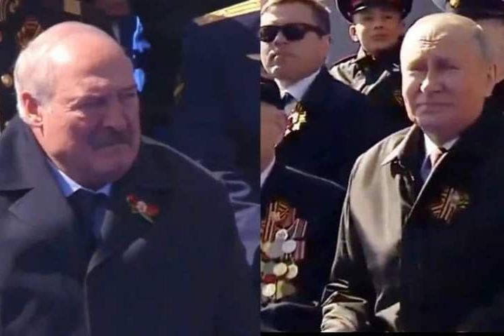 ​"Ожидают доставку дроном", – Сеть повеселили "кислые" лица Путина и Лукашенко на параде