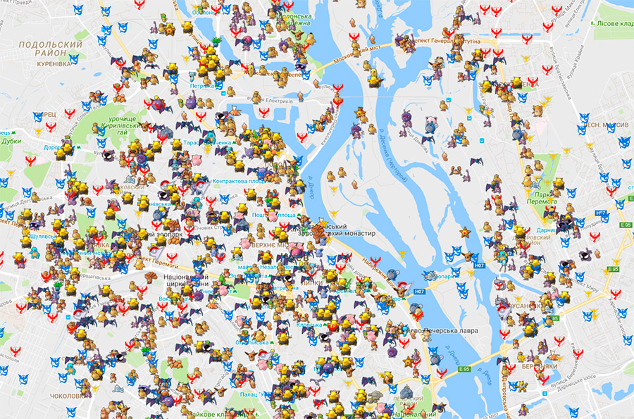 Pokemon GO в Киеве: жители центра города и окрестностей теперь могут видеть время и маршрут появления покемонов на реальной карте
