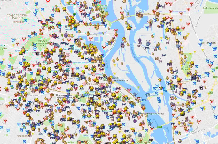 Pokemon GO в Киеве: жители центра города и окрестностей теперь могут видеть время и маршрут появления покемонов на реальной карте