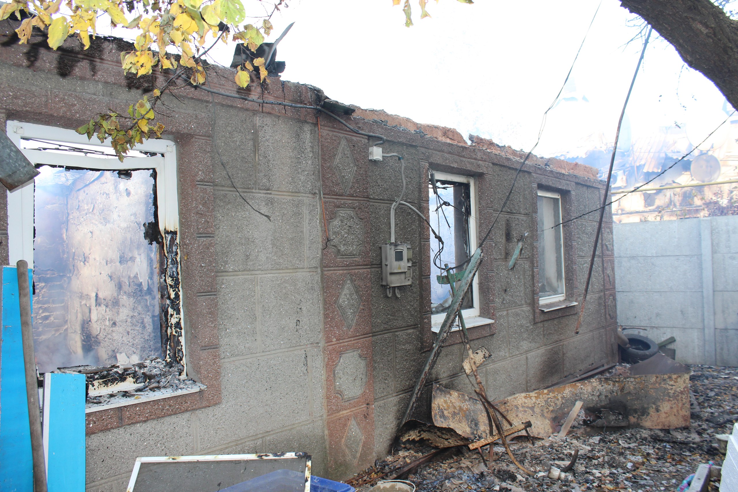 В результате артобстрела 20 октября в Донецке подчистую разрушены жилые дома