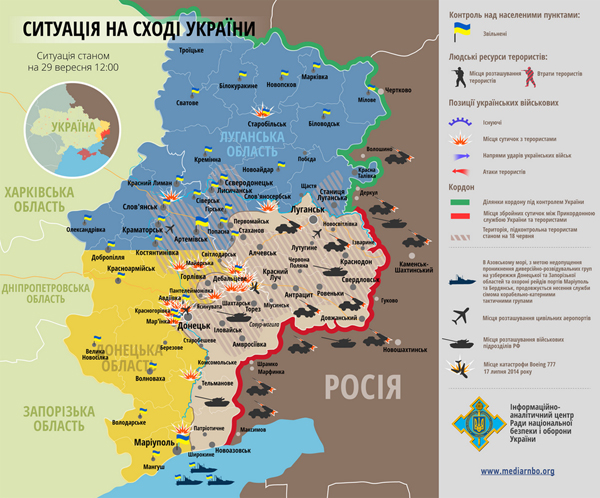 Карта АТО: Расположение сил в Донбассе от 29.09.2014