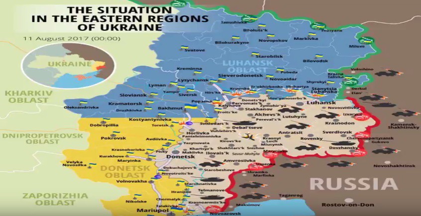 Карта АТО: расположение сил в Донбассе от 11.08.2017 