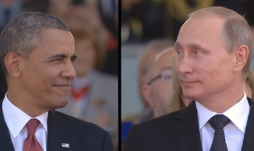 Глаза-в-глаза: Обаме и Путину не избежать взглядов друг друга при встрече в русской комнате