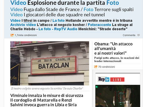 La Repubblica: атака театра "Батаклан" могла стать местью за поддержку Charlie Hebdo