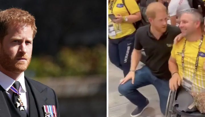 Мир поразил поступок принца Гарри, который стал на колено рядом с украинским солдатом, потерявшим ноги
