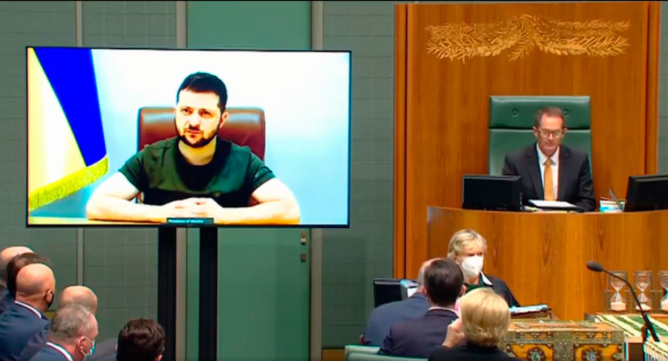 ​Зеленский выступил перед парламентом Австралии, вспомнив 2014 год и Херсон