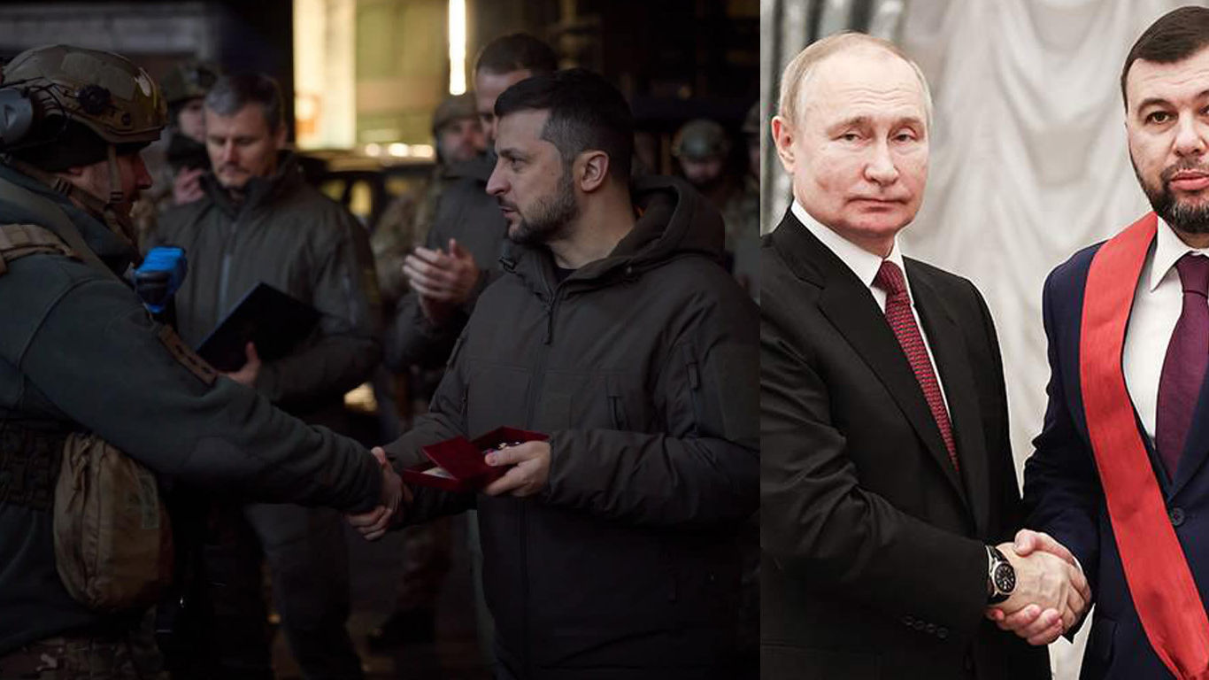 ​На контрасте: в NYT оценили визит Зеленского в Бахмут и "отсидку" Путина в Кремле