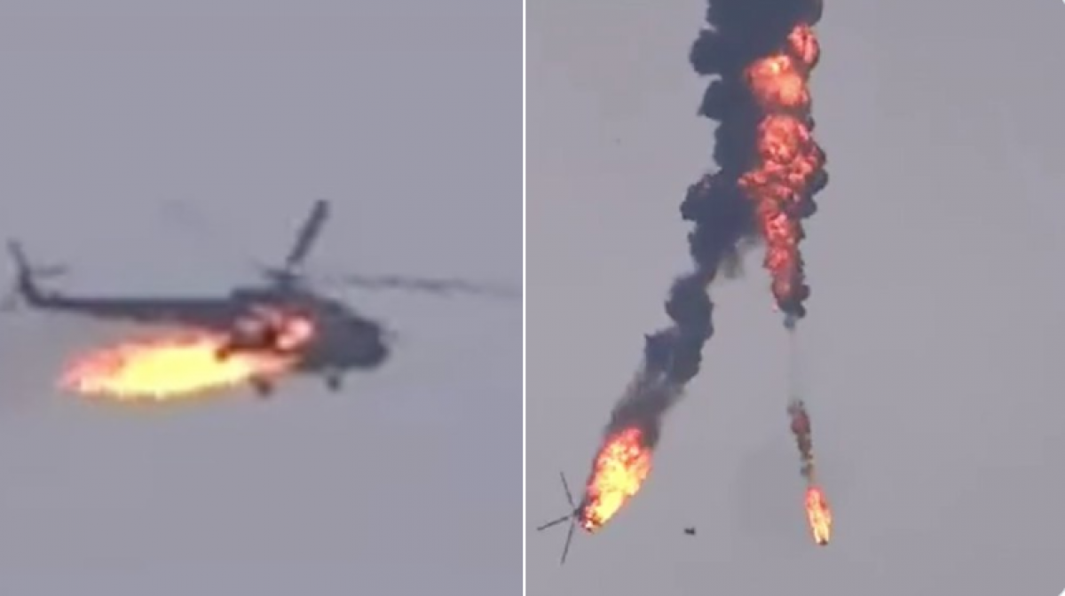Турция сбила вертолет "Ми-17" в Сирии: машина взорвалась и сгорела прямо в воздухе - видео