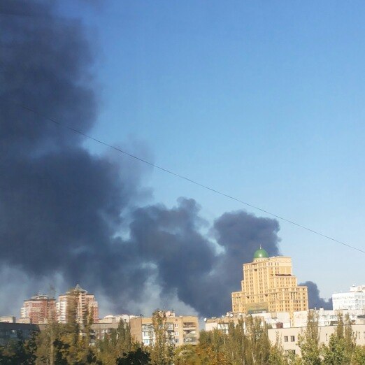 Пожар в районе аэропорта Донецка 02.10.2014