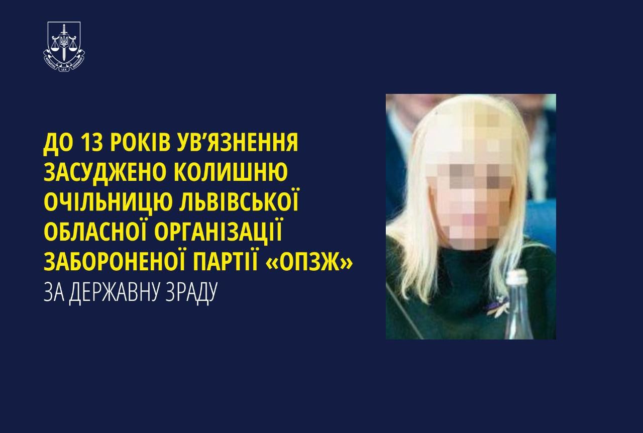 Экс-глава Львовского отделения запрещенной "ОПЗЖ" Инна Иваночко осуждена за госизмену – Офис Генпрокурора