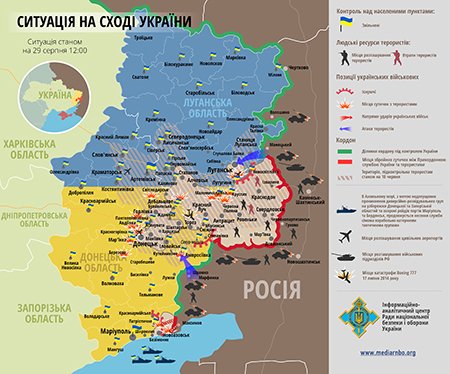 Карта АТО: Расположение сил в Донбассе от 29.08.2014