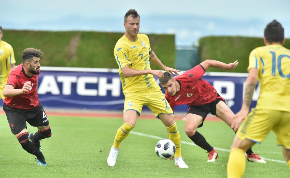 Украинская сборная по футболу с разгромным счетом обыграла Албанию в товарищеском матче