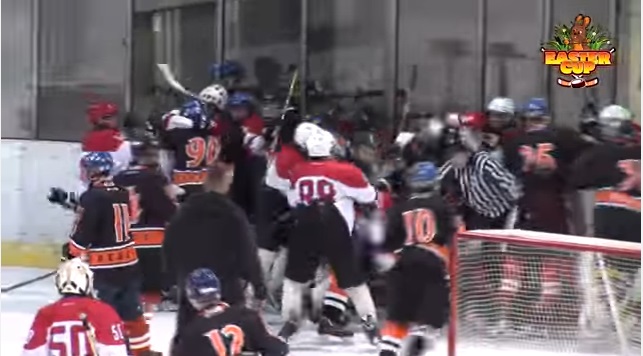Ледовое побоище: белорусские хоккеисты подрались с соперниками из Словакии (видео)