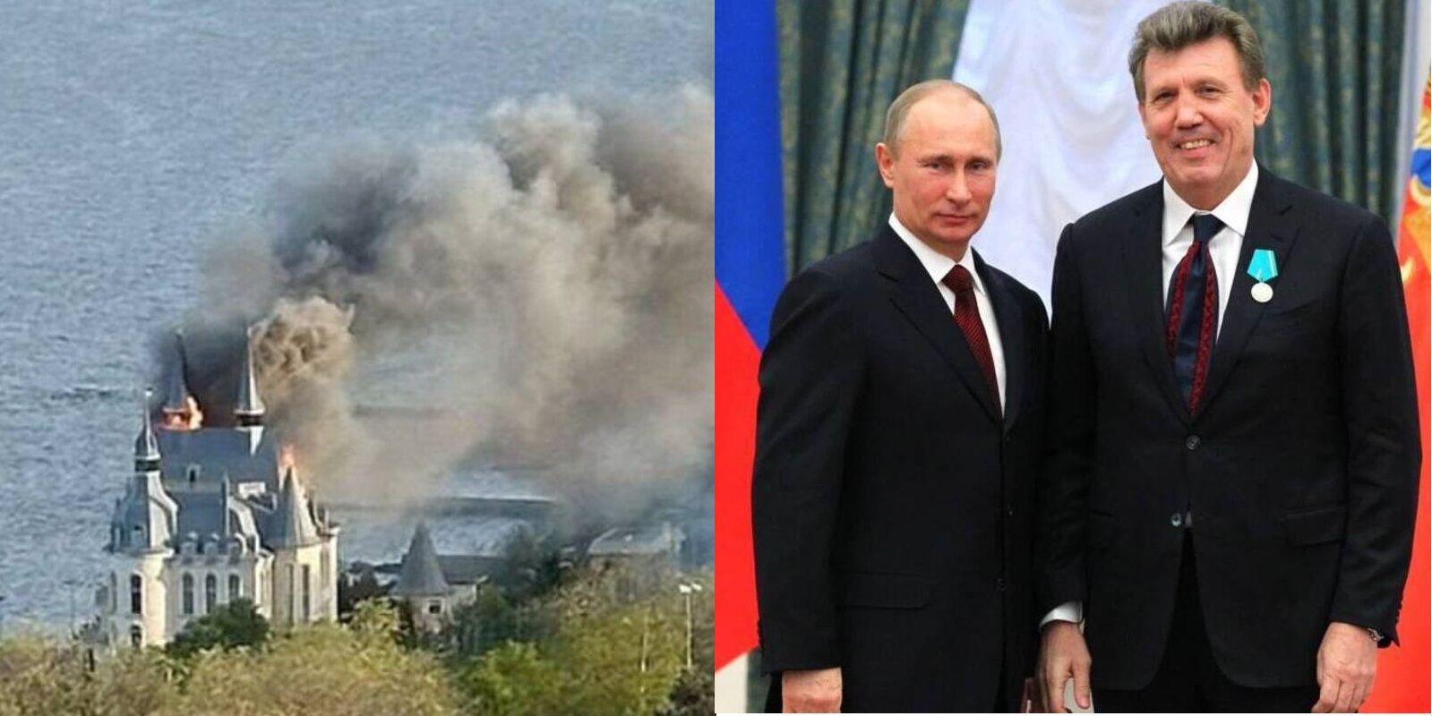 ​Замок Кивалова догорает, политик ранен: видео попадания российской ракеты в дом экс-регионала в Одессе