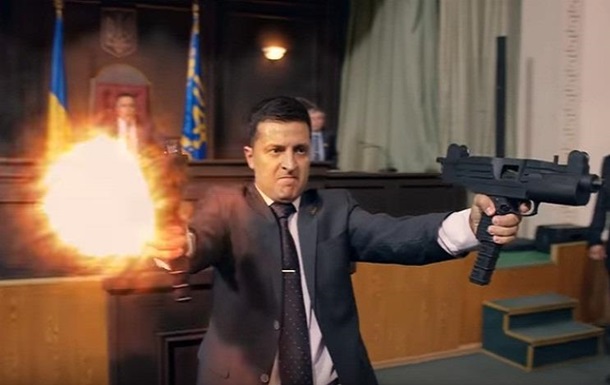 Появилось рекламное видео, как герой Зеленского из продолжения "Слуги народа" расстреливает Верховную Раду (кадры)
