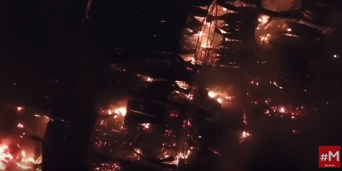 Пожар в московском торговом центре "Синдика" показали с высоты птичьего полета – кадры