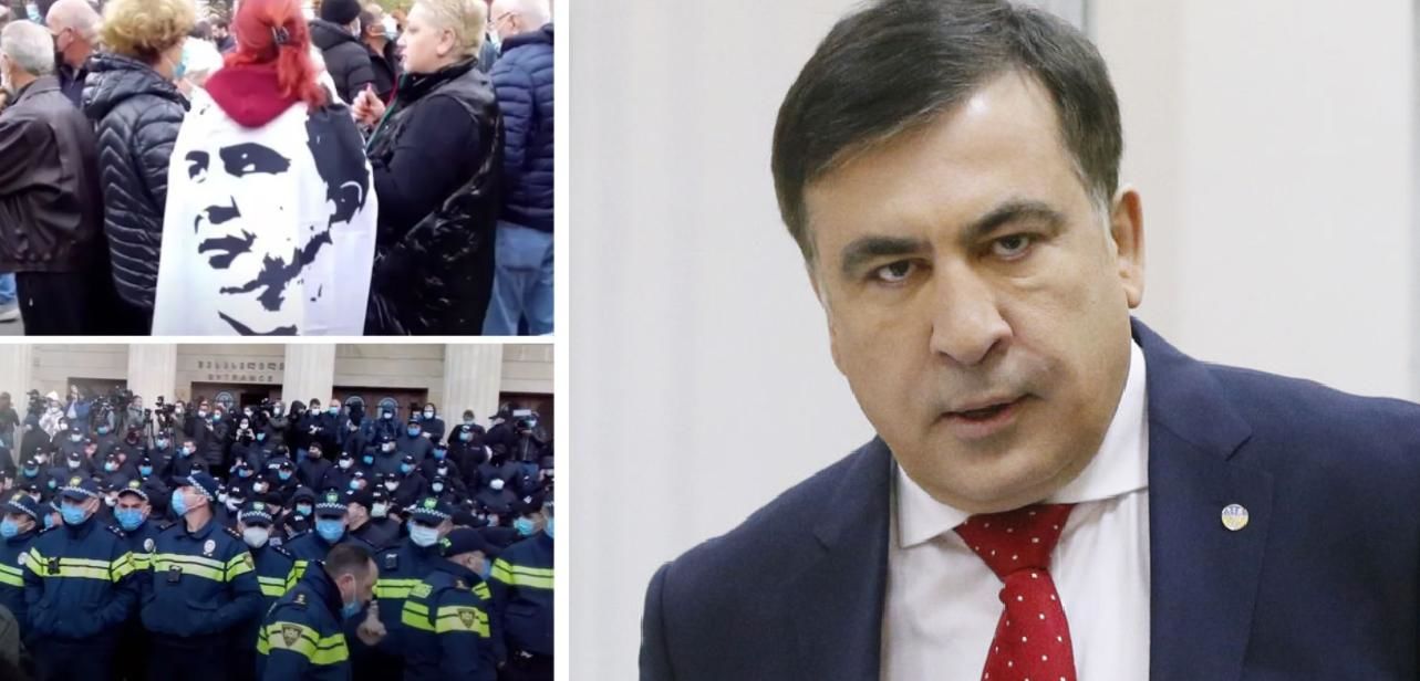 Саакашвили доставлен в суд по делу 2007 года: в Тбилиси столкновения, толпа закидала силовиков бутылками 