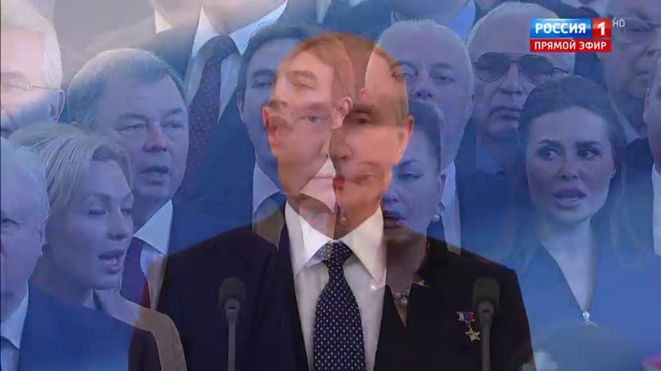 Сеть смеется над "верными подданными" Путина, невпопад поющими Гимн РФ новому старому хозяину, - кадры