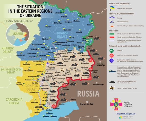 Карта АТО: Расположение сил в Донбассе от 11.09.2015