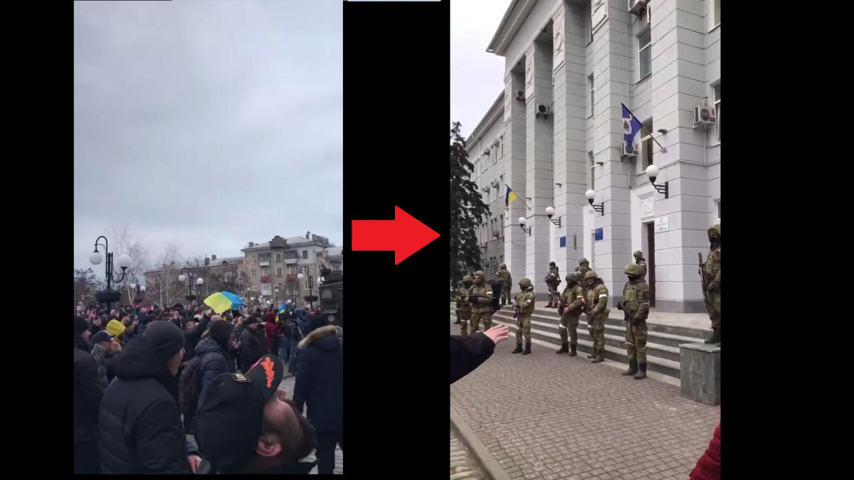 "Убирайтесь вон отсюда!" – жители оккупированного Бердянска окружили армию РФ в центре города