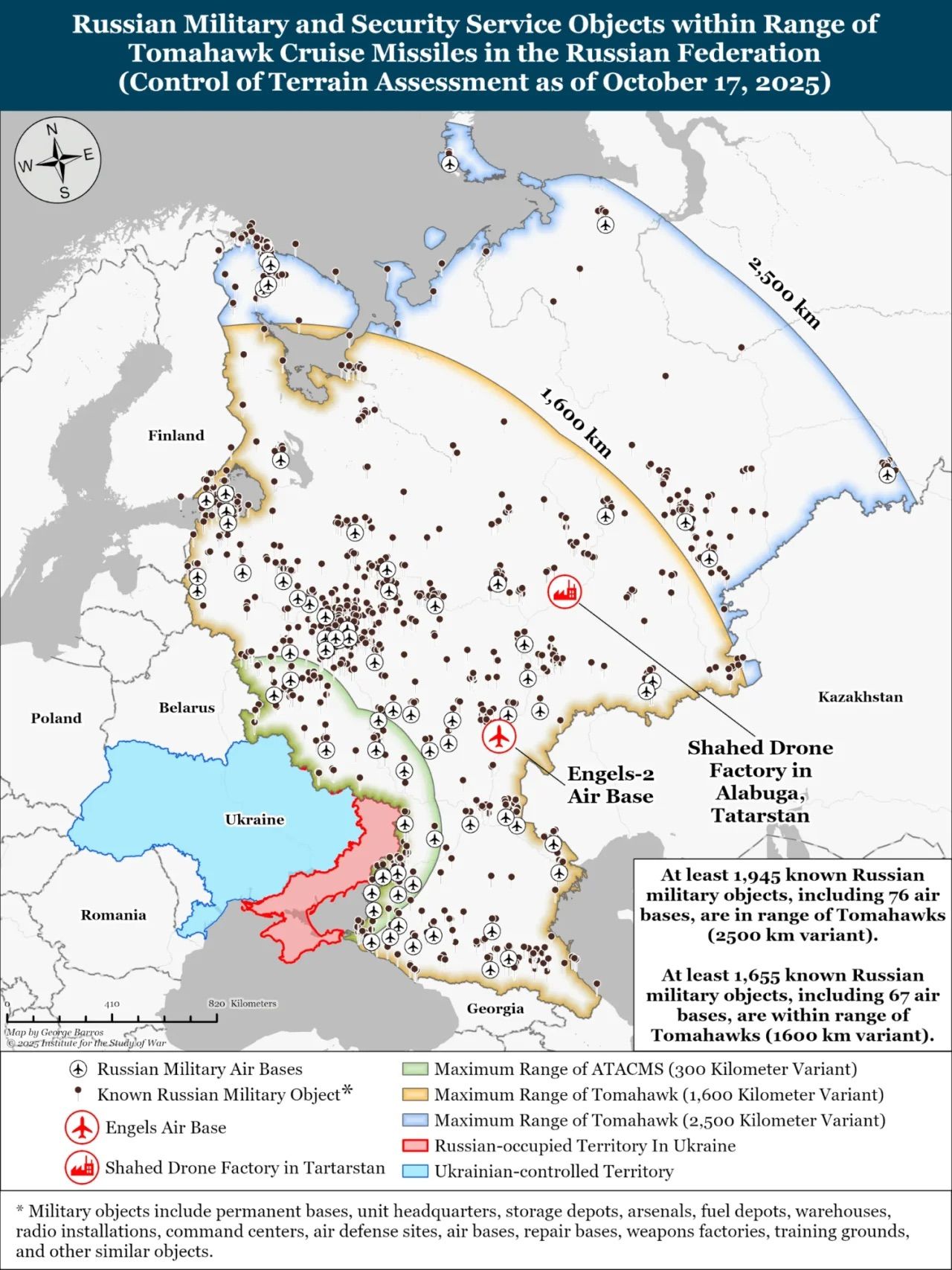 ISW перечислил приоритетные цели для Tomahawk в России