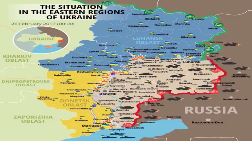 Карта АТО: расположение сил в Донбассе от 27.02.2017