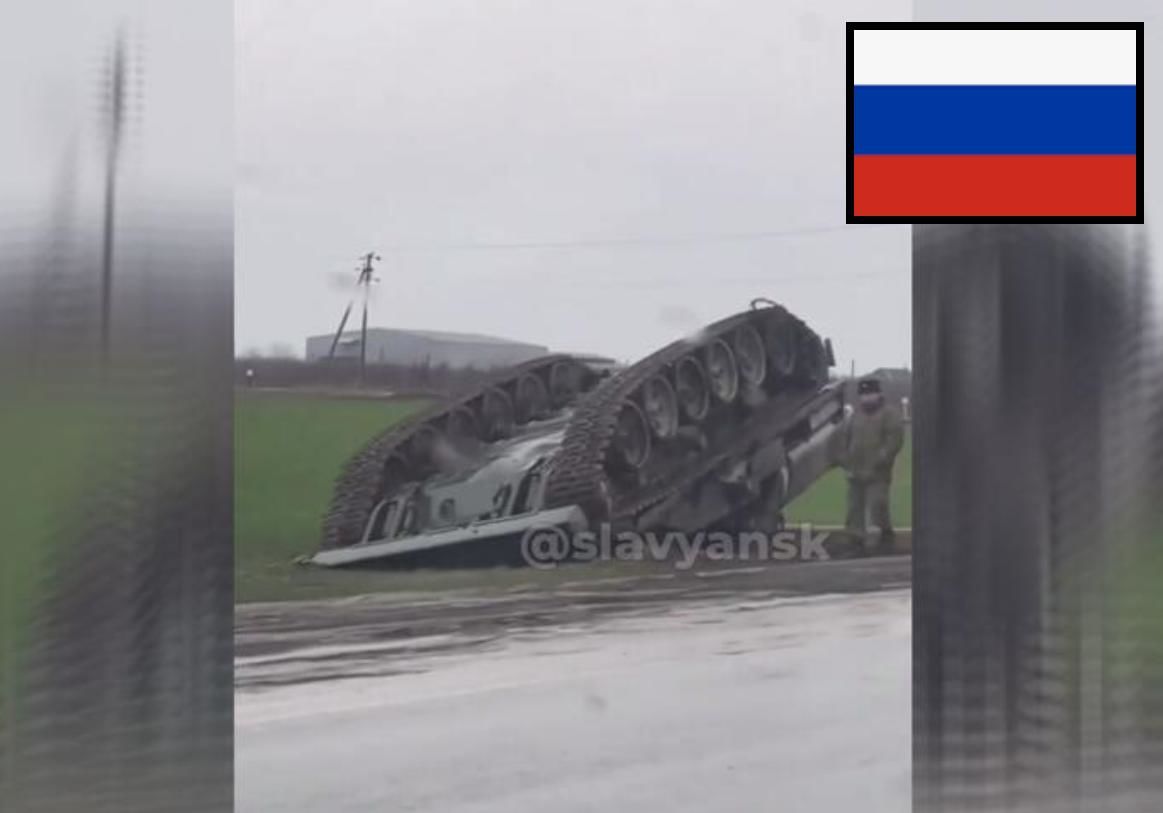 Российские военные перевернули танк в приграничном с Украиной регионе: очевидцы показали кадры