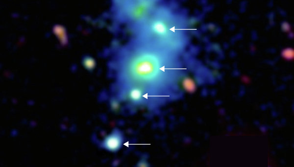 Ученые обнаружили уникальное сочетание четырех свермассивных черных дыр