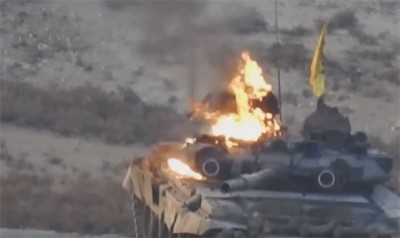 В Сирии подбили новейший российский танк Т-90 под флагом "Хезболлы": опубликовано видео