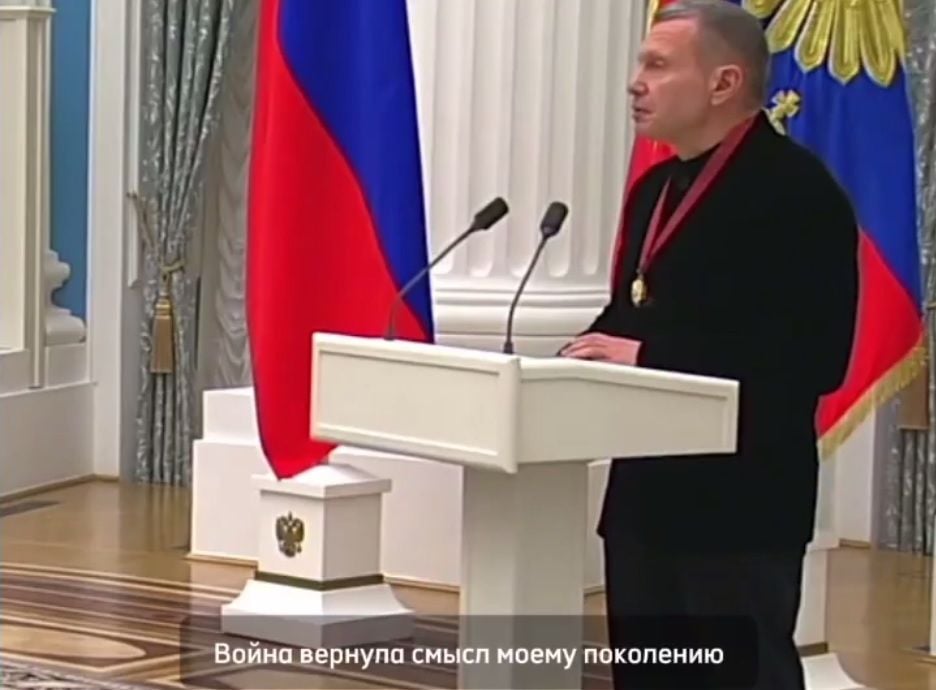 Соловьев расплакался перед Путиным, показав, кто он: "Мужчина создан для войны"