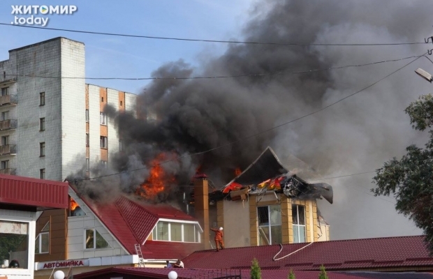 В Житомире горел ТРЦ: пожар тушили более пяти часов