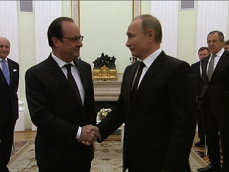 Путин и Олланд встретились в Кремле и проводят переговоры