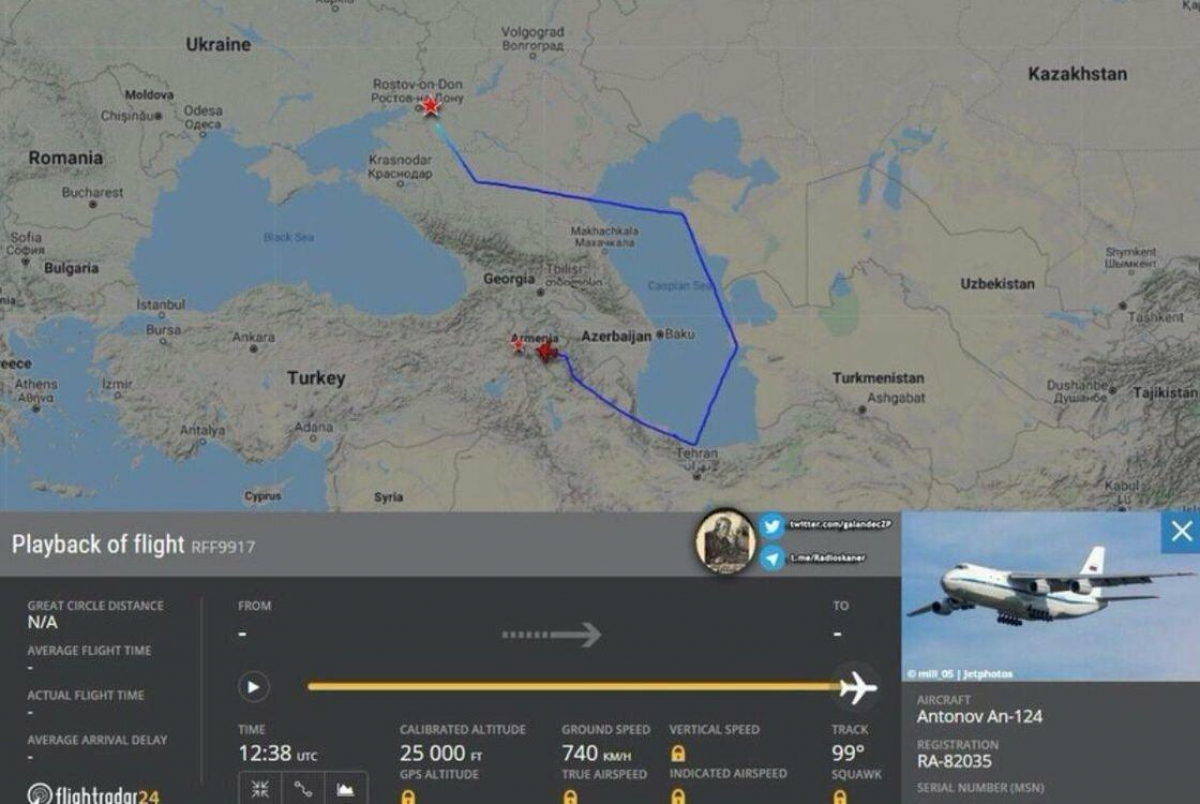 Россия подняла военную авиацию над Арменией: борт ВКС РФ утром идет из Ростова