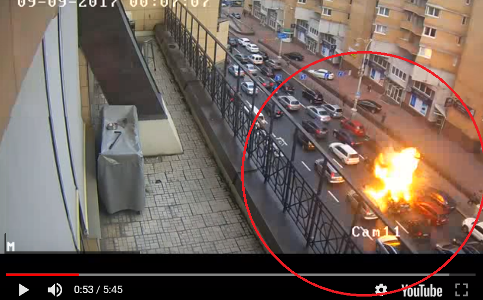 Подрыв чеченского бойца и "врага Кадырова" в центре Киева: опубликовано новое видео с ракурса прямо над взрывом - кадры