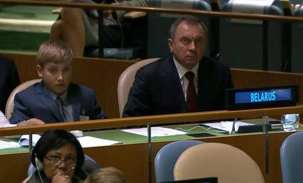 Фотофакт: 11-летний сын Лукашенко занял место среди делегатов на Генассамблее ООН