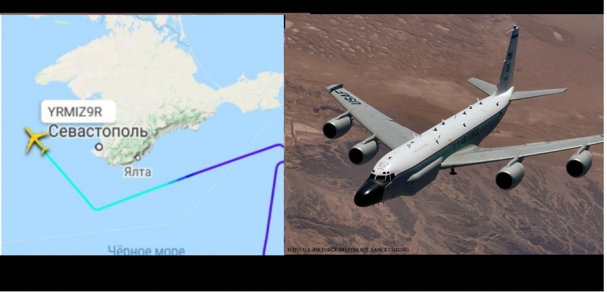 Американский военный разведчик RC-135U Combat Sent на границе с Крымом возмутил РФ: "Очень нагло ведет себя"