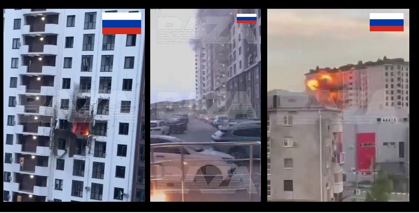 "Смотри, что творится!" – в Новороссийске дрон взорвал многоэтажку рядом с военной базой РФ, город в огне