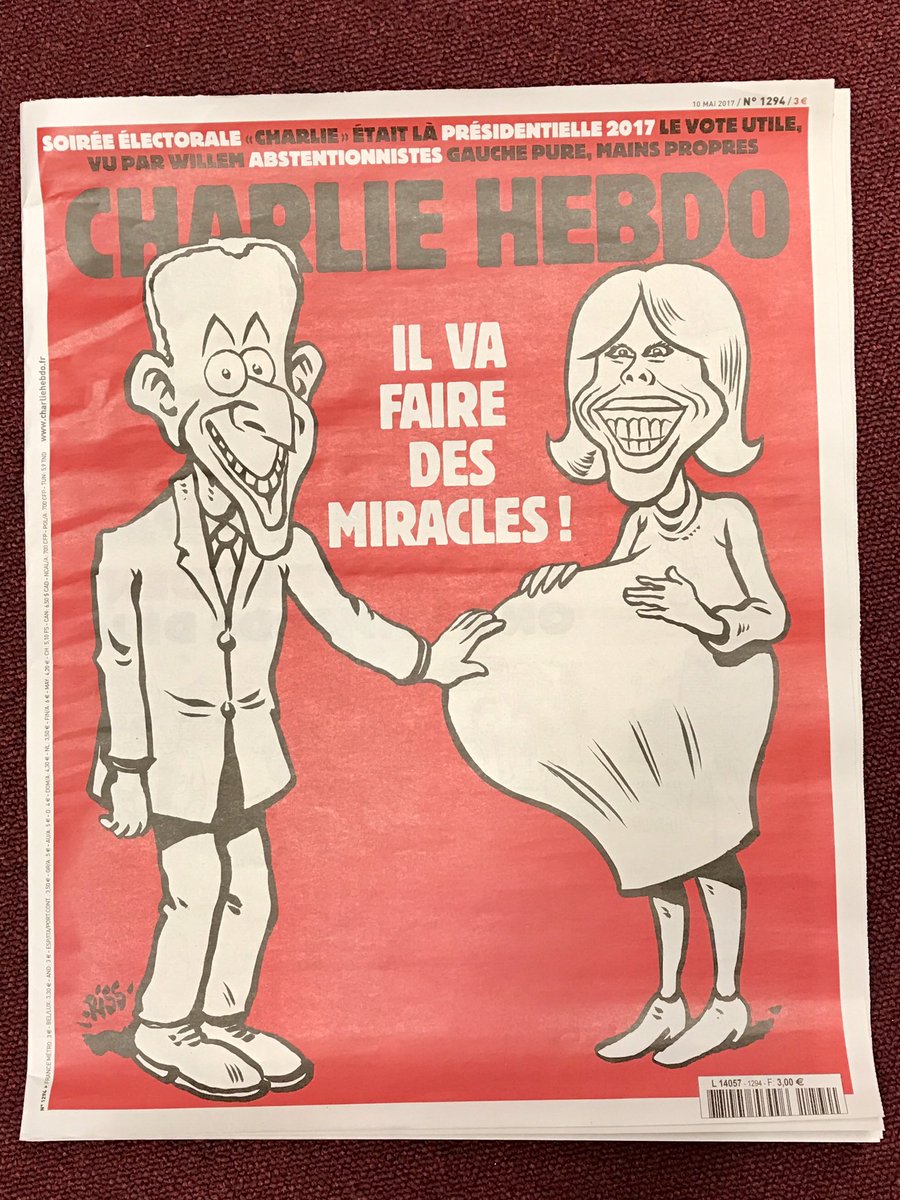 Charlie Hebdo высмеял разницу в возрасте нового президента Франции и его жены
