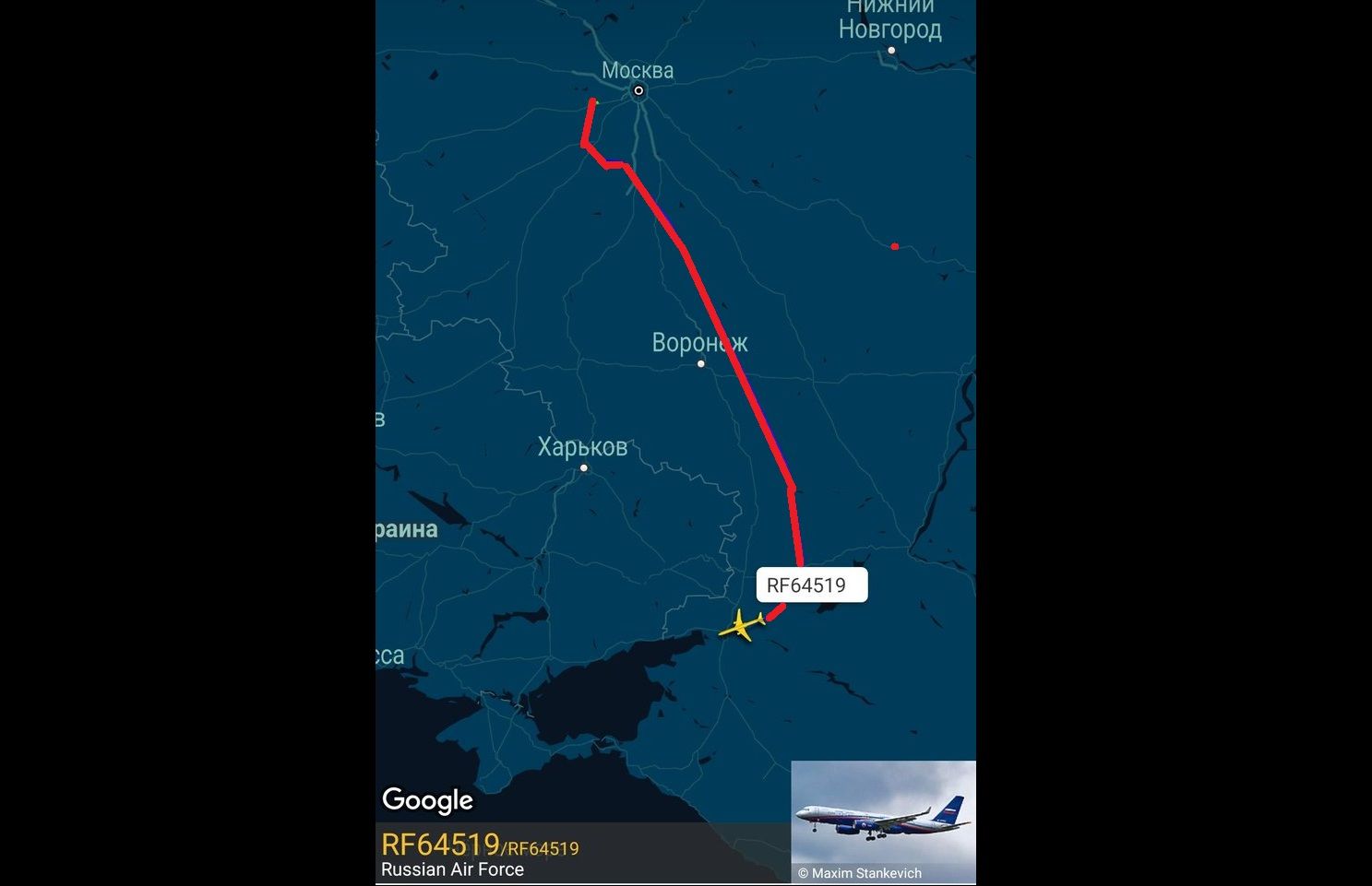 Россия по странной траектории перебросила из Москвы на границу с Украиной спецборт-разведчик "Ту-214ОН": появились фото 