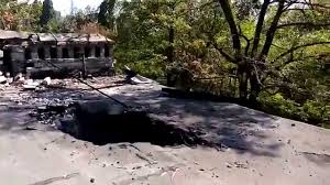 Улица Собинова Киевского района Донецка после обстрела