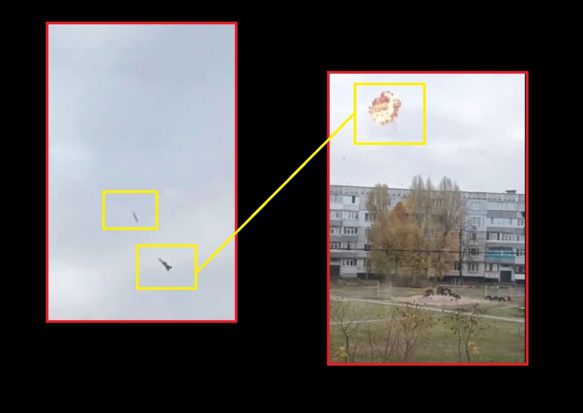 Уникальное видео: украинская ПВО сбила российский "Шахед" за секунду до удара по жилому дому