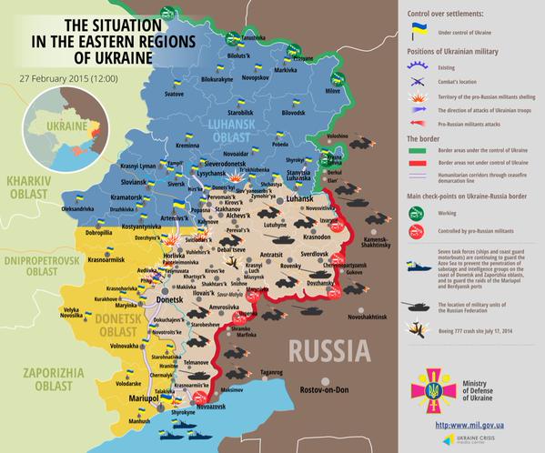 Карта АТО: Расположение сил в Донбассе от 27.02.2015