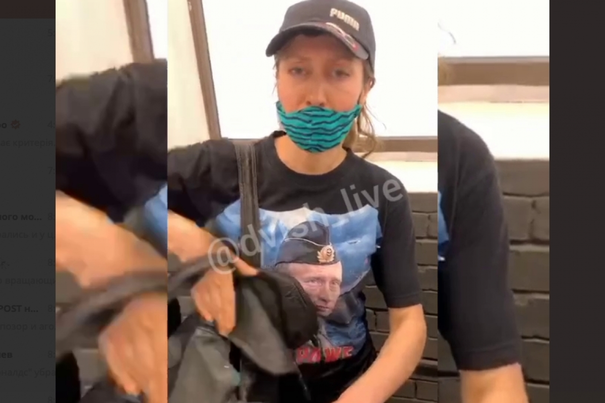 ​Скандал в "Сильпо": видео, как в Киеве дама в футболке с Путиным пыталась устроить драку
