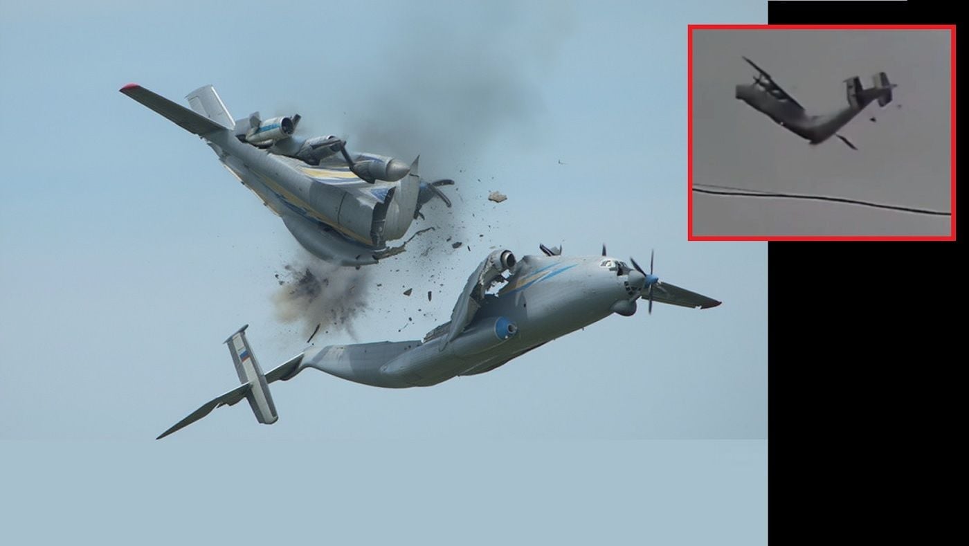 Российский Ан-22 развалился прямо в воздухе: появилось видео падения огромного самолета в воду
