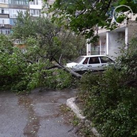 Мариуполь штормило: ураган снес крыши и повалил деревья