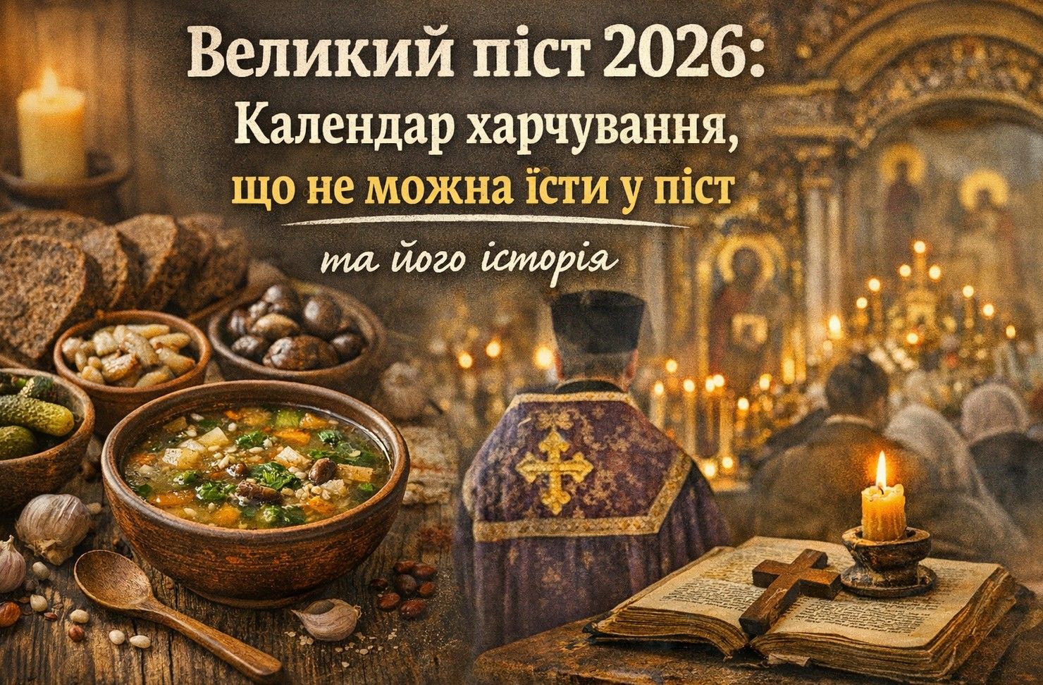 Великий піст 2026: календар харчування, що не можна їсти у піст та його історія