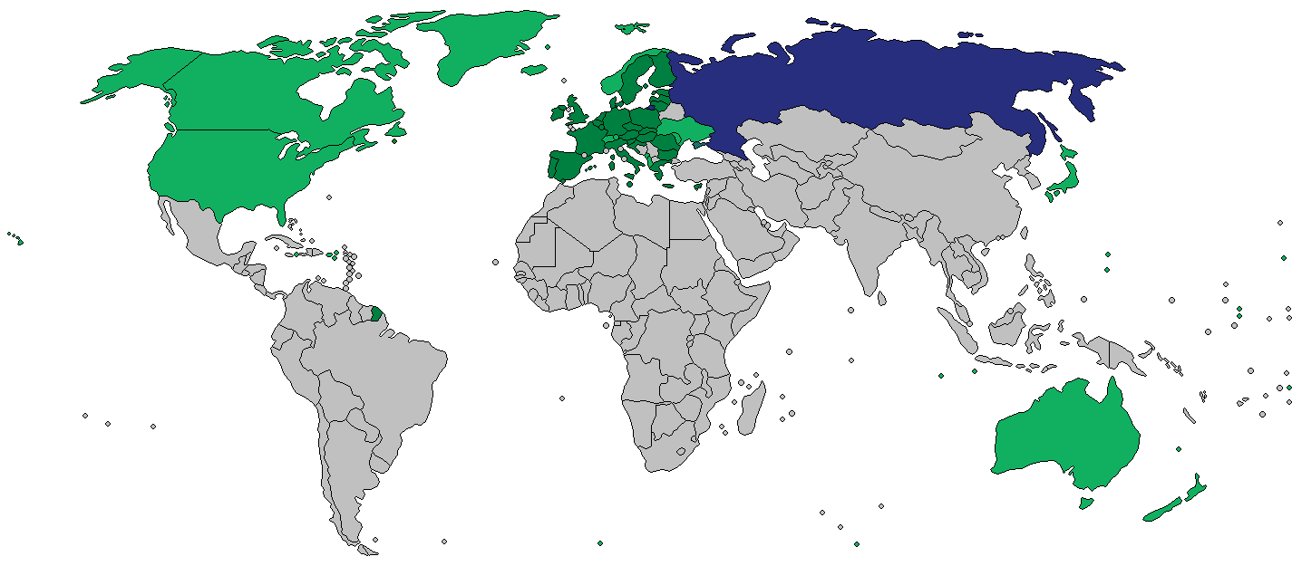 Инфографика: Карта санкций Запада, введенных против России